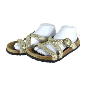 Birkenstock Metallic Gold Braided Leather Sandals